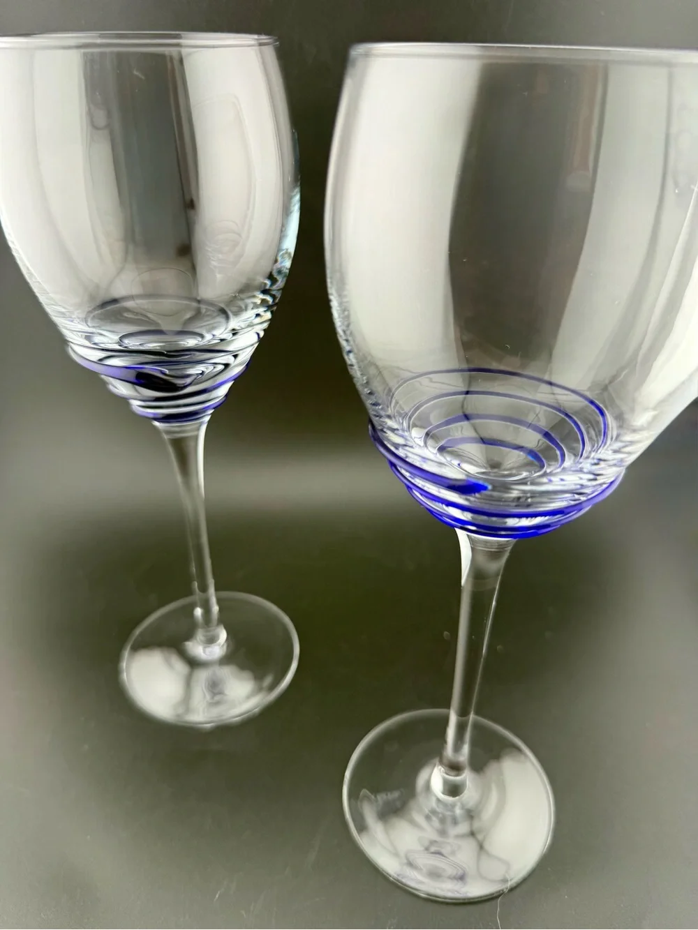 2 Pier 1 P1C44 blue swirl wine glasses. 10oz